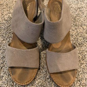 Toms Gray Suede Heeled Sandals